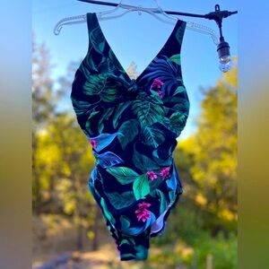 Kona Sol Tropical Print One-piece Swimsuit